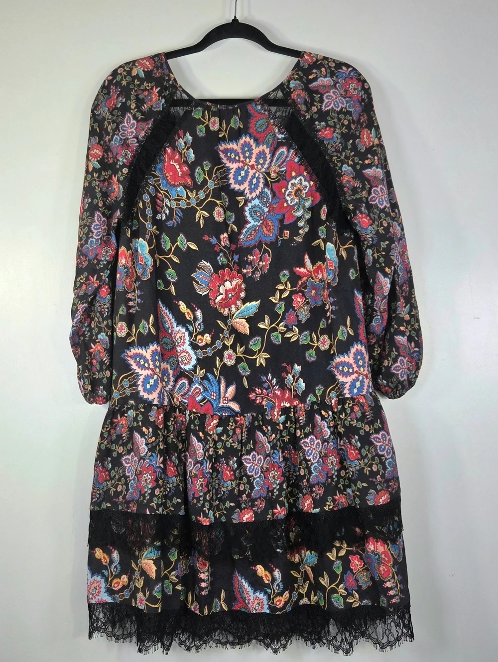 ALICE + OLIVIA LAKITA FLORAL LACE TUNIC DRESS.